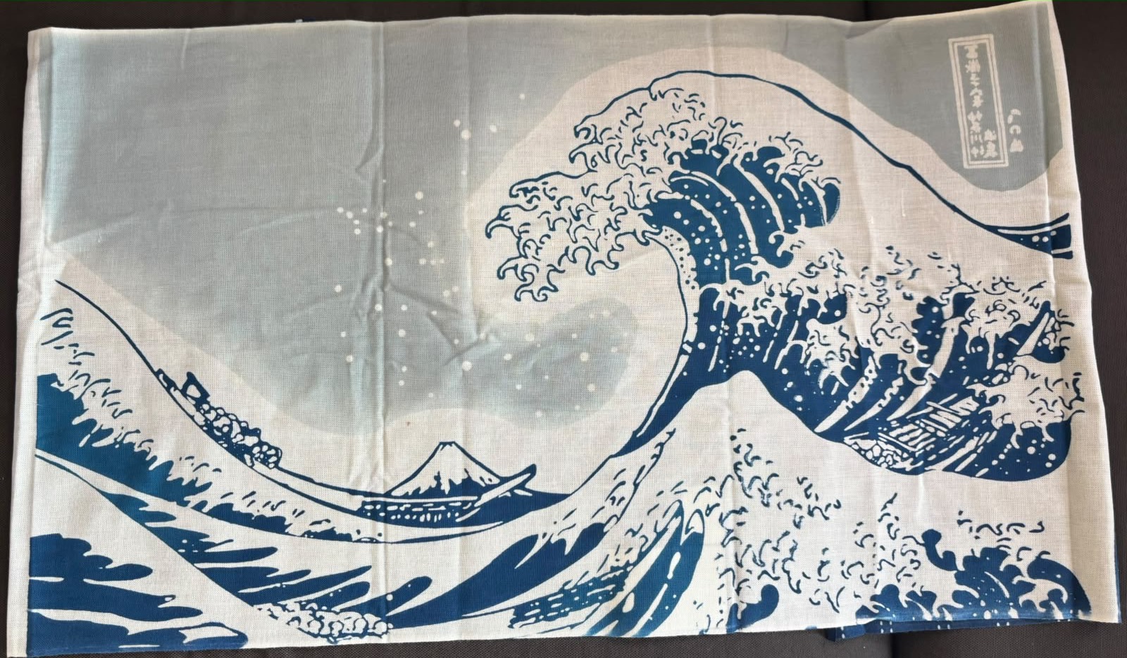 Tenugui printed with Hokusai's The Great Wave off Kanagawa, Itoya, Ginza, Japan